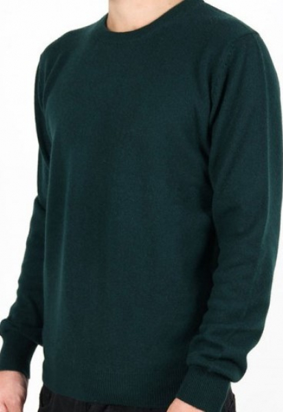 Cashmere Gents Crew Neck Sweater dark green